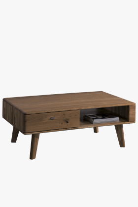 Retro tölgyfa dohányzóasztal égetett tölgy színben, 120x70 cm